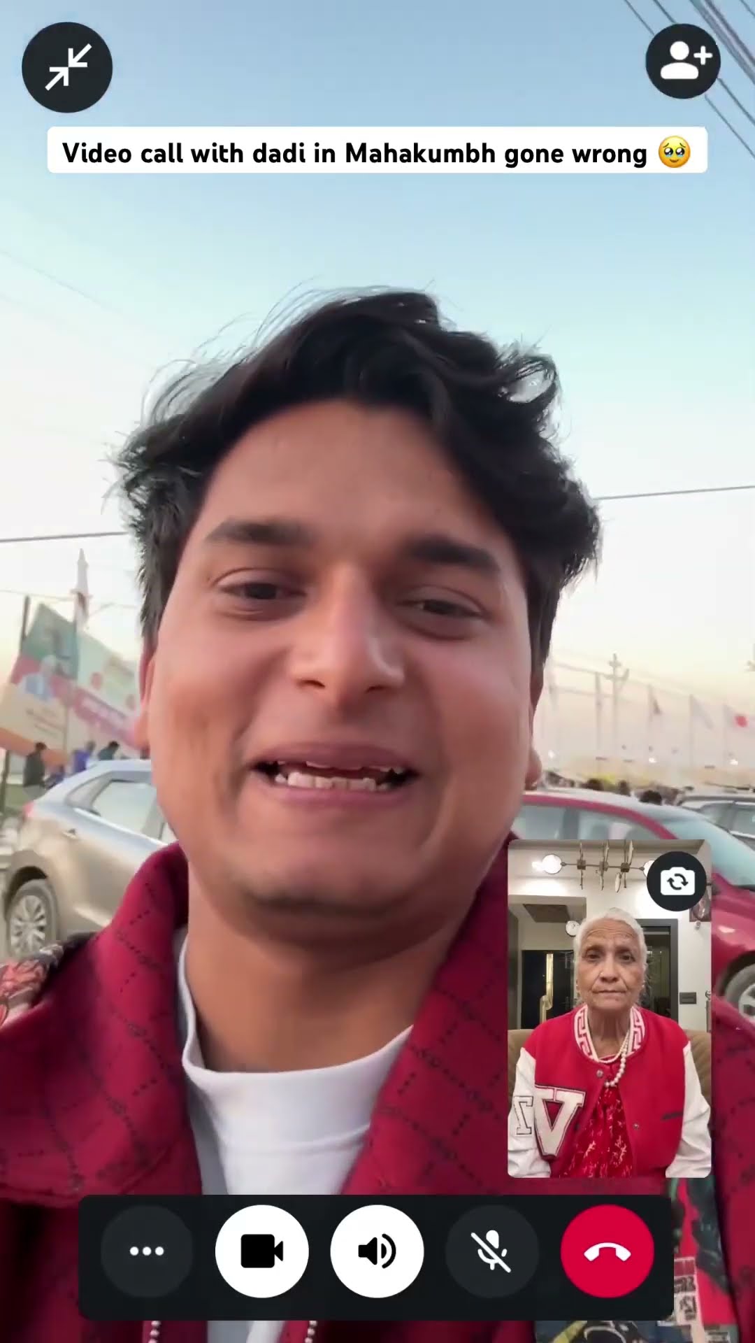 Video call with dadi in mahakumbh gone wrong ? | most viral dadi pota ? #shorts #ytshorts
