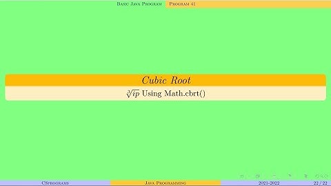 Cubic Root | Math.cbrt() | Java Programming | Program 41