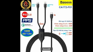 Cáp sạc 2 in 1 Macbook Pro, iPad Pro, iPhone 12, Note 20 Ultra 5G BASEUS CA1T2-F01 100W C to C+L