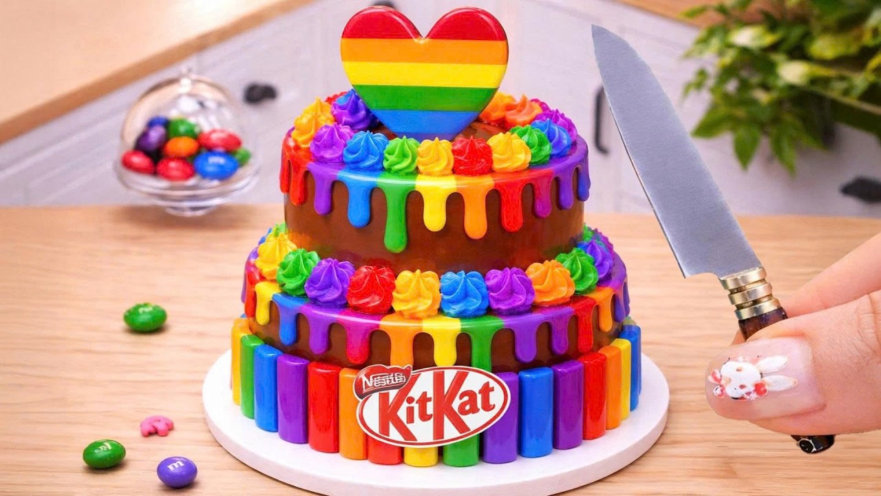 Amazing Rainbow Cake Recipe With Chocolate KITKAT 🌈🍫 1000+ Mini Rainbow ...