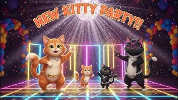 Funniest Cat Family Dance Song | Ginger Mama Cat, Black Papa Cat & Baby Kittens | New Kitty Party