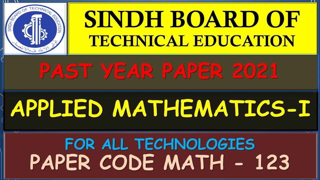 Sbte Math Book DAE Past Year Paper 2021 Applied Mathematics - I | SBTE | Technical ...