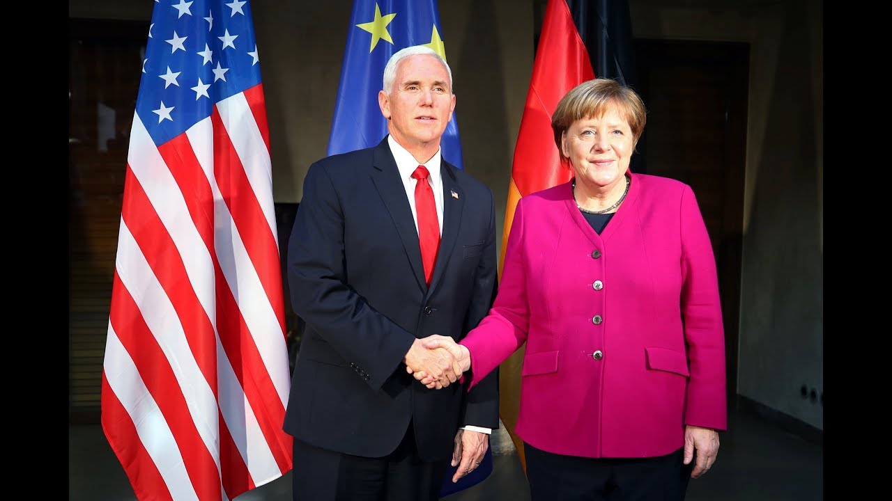 In Munich, it's Mike Pence versus Angela Merkel newspaper mockup