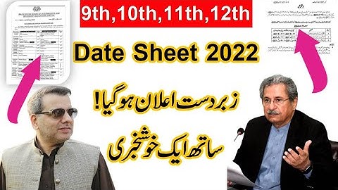 Date Sheet 2022 9th class , 10th class date sheet 2022 | Board exam 2022 , 11th class,12th Exam 2022