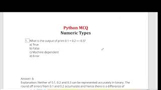 Top 10 Python MCQ on Numeric Type #4