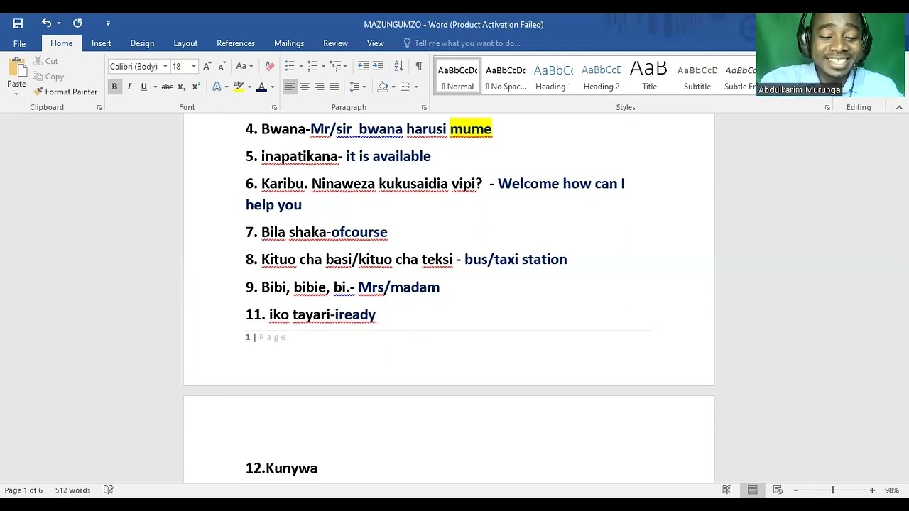 Swahili conversation lesson: Telephone conversation