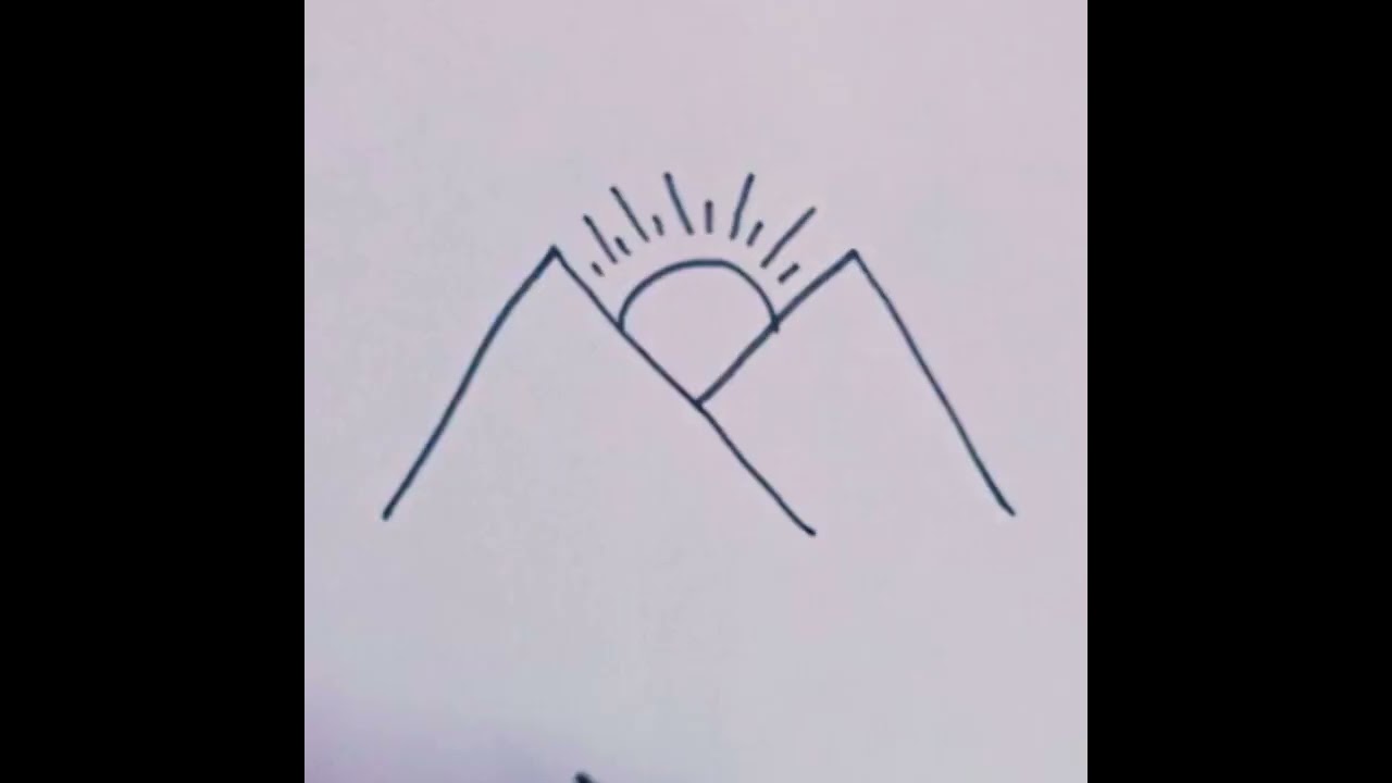 how to draw easy Mountain with letter M 