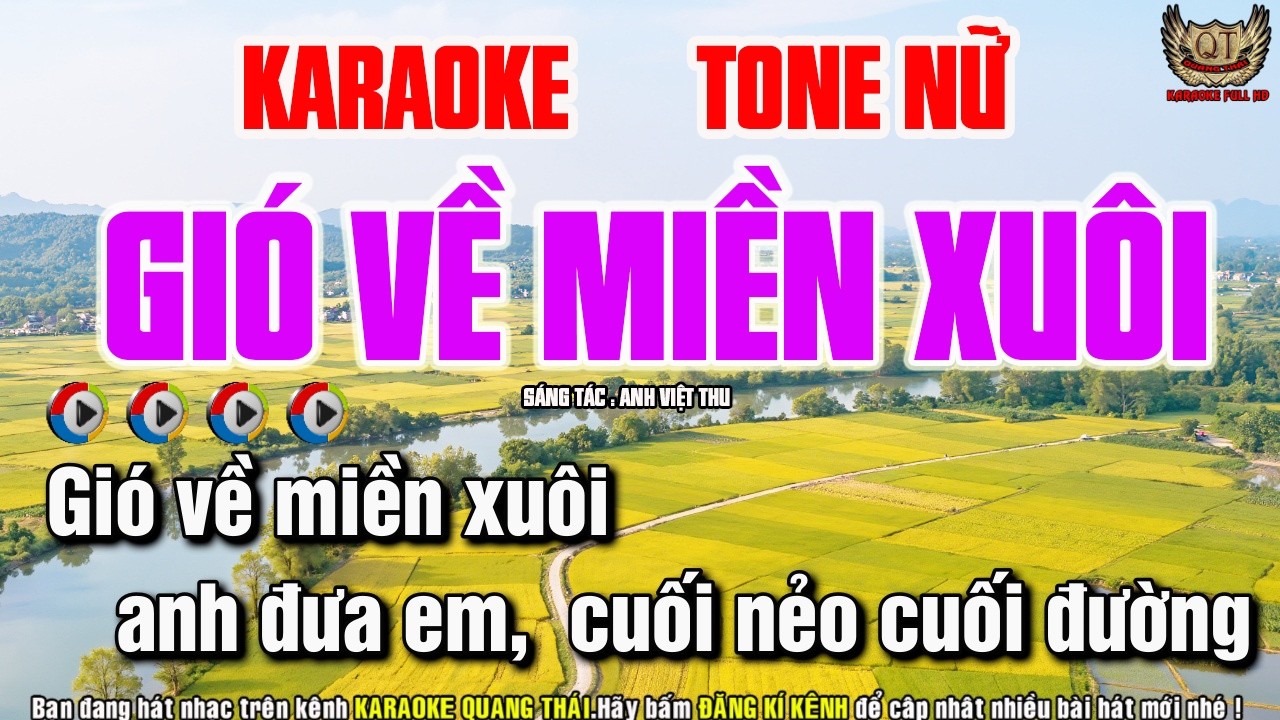 Karaoke Gió Về Miền Xuôi Tone Nữ |Dễ Hát 2026 |Nhạc Sống Chuẩn 