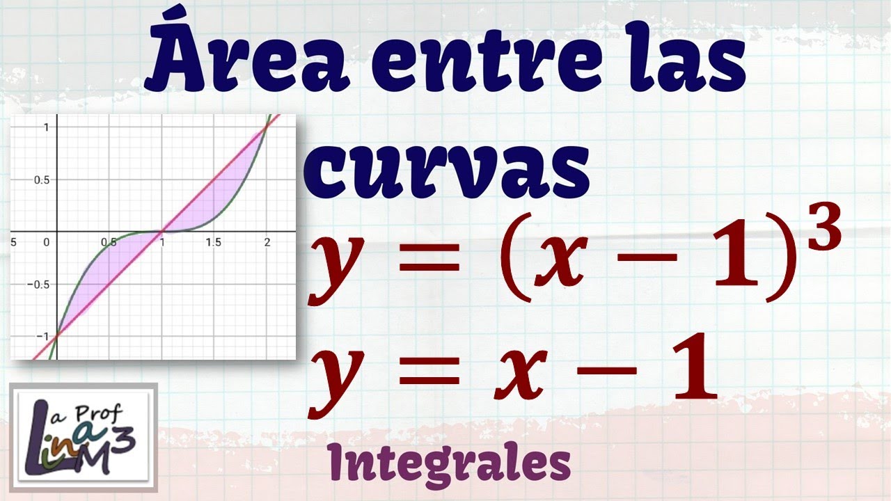 Área encerrada entre las curvas y=(x-1)^3 y y=x-1 | La Prof Lina M3