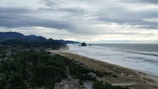 Stunning Aerial Views of Cannon Beach's Northside Featuring Haystack Rock