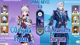 C0 Ayaka x Furina freeze & C0 Neuvillette burgeon | spiral abyss 4.6 | Genshin impact