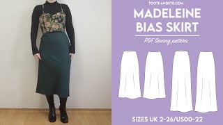 Bias skirt pattern, High waist skirt pattern, Modern sewing