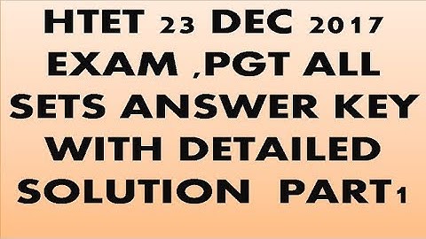 HTET ANSWER KEY 2017||PSYCHOLOGY|| 23 DEC 2017