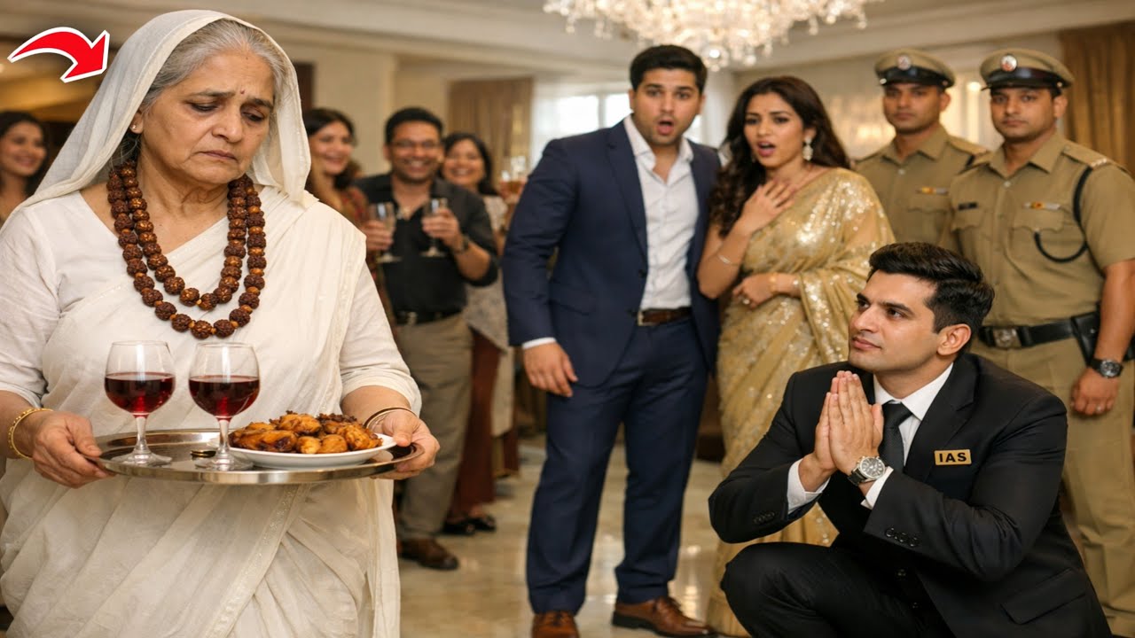 बूढ़ी माँ को नौकरानी बनाकर पार्टी में खड़ा किया..तभी सामने आया DM शिष्य..फिर जो हुआ..हॉल सन्न रह गया