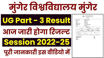 Munger University UG Part 3 Session 2022-25 Result. UG Part 3 result will be released today
