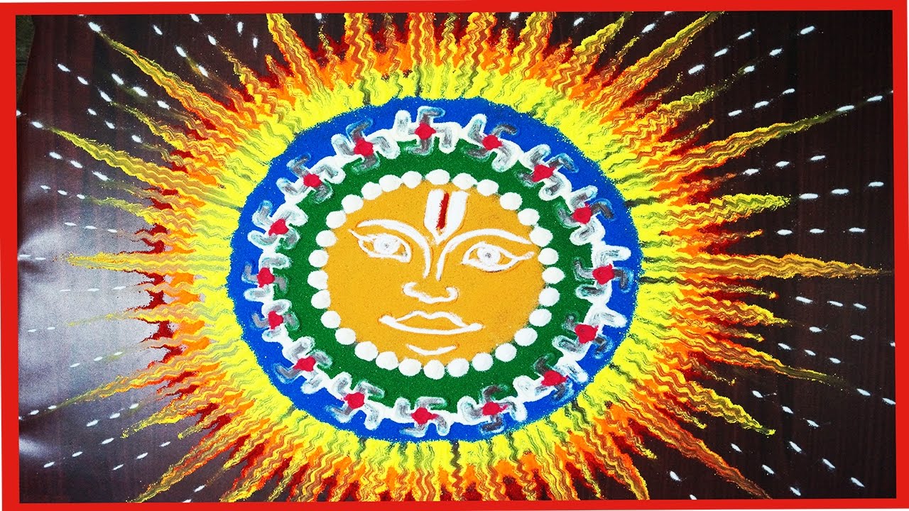 indian rangoli making of sunrise nature rangoli designs with easy steps sunrise design