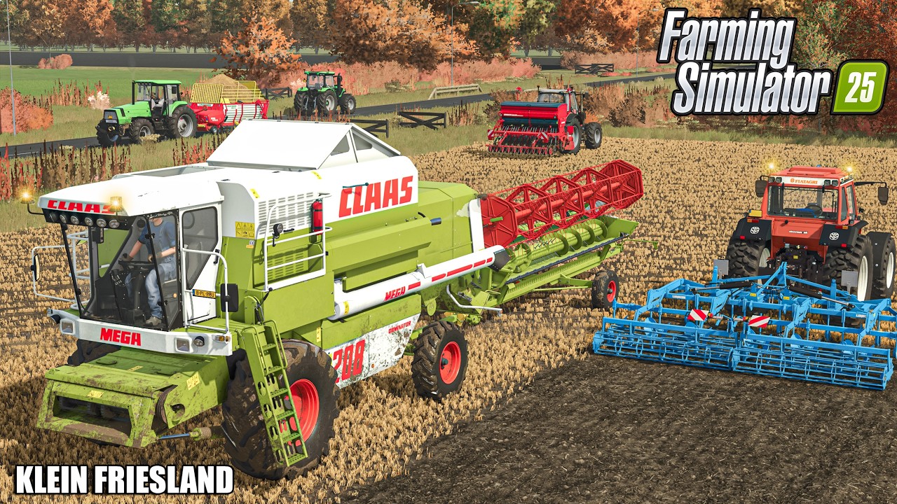 Straw Collection After Harvest & Field Cultivating | KLEIN FRIESLAND | Farming Simulator 25