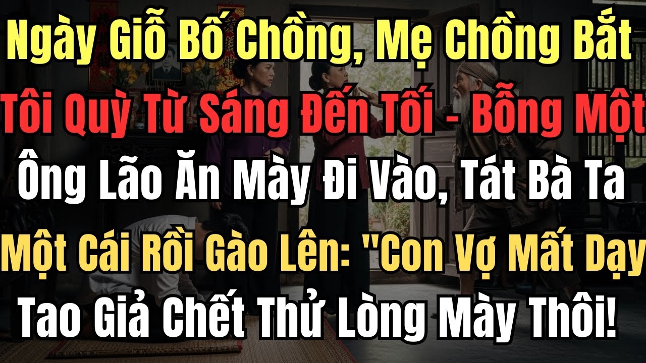 Ngày Giỗ Bố Chồng, Mẹ Chồng Bắt Tôi Quỳ Từ Sáng Đến Tối   Bỗng Một Ông Lão Ăn Mày Đi Vào, Tát Bà Ta