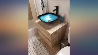 eclife 24” Bathroom Vanity Sink Combo Wall Mounted Natural Cabinet Two Drawers review