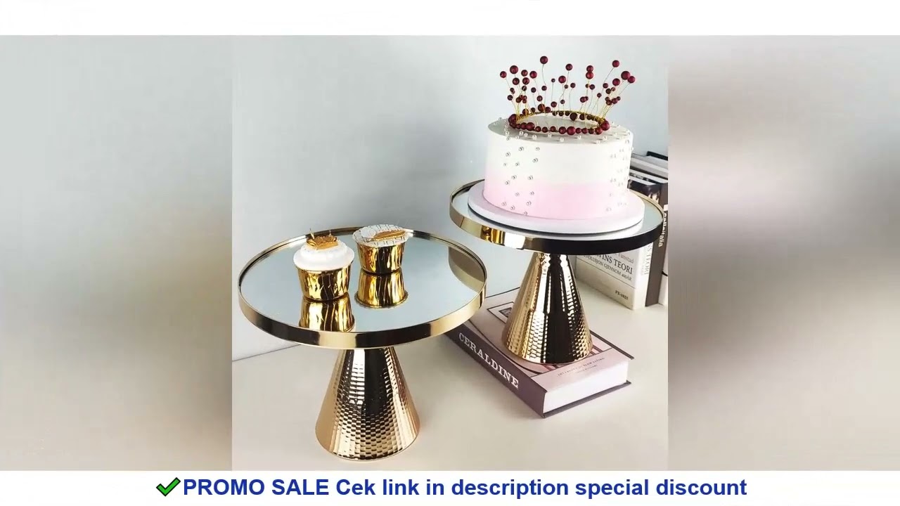 10inch 12inch High feet Golden cake stand mirror tray wedding party party dessert display stand