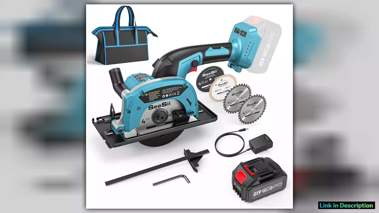 Seesii Cordless Mini Circular Saw 412 Electric Compact Circular Saw 5380RPM for Cutting Wood Plasti