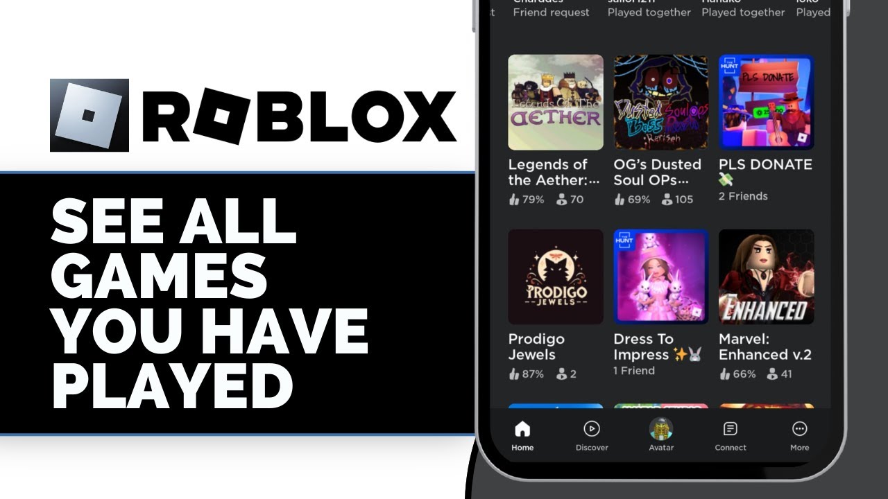 How To See ALL GAMES You Have Played On Roblox Mobile 2026 YouTube 
