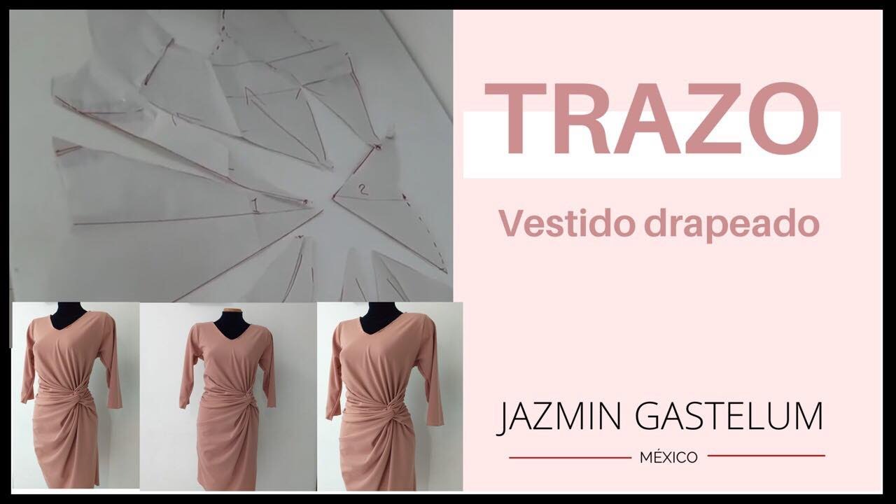 Larry Belmont Estado triple Trazo Vestido Drapeado Jazmin Gastelum //Draped dress pattern - YouTube