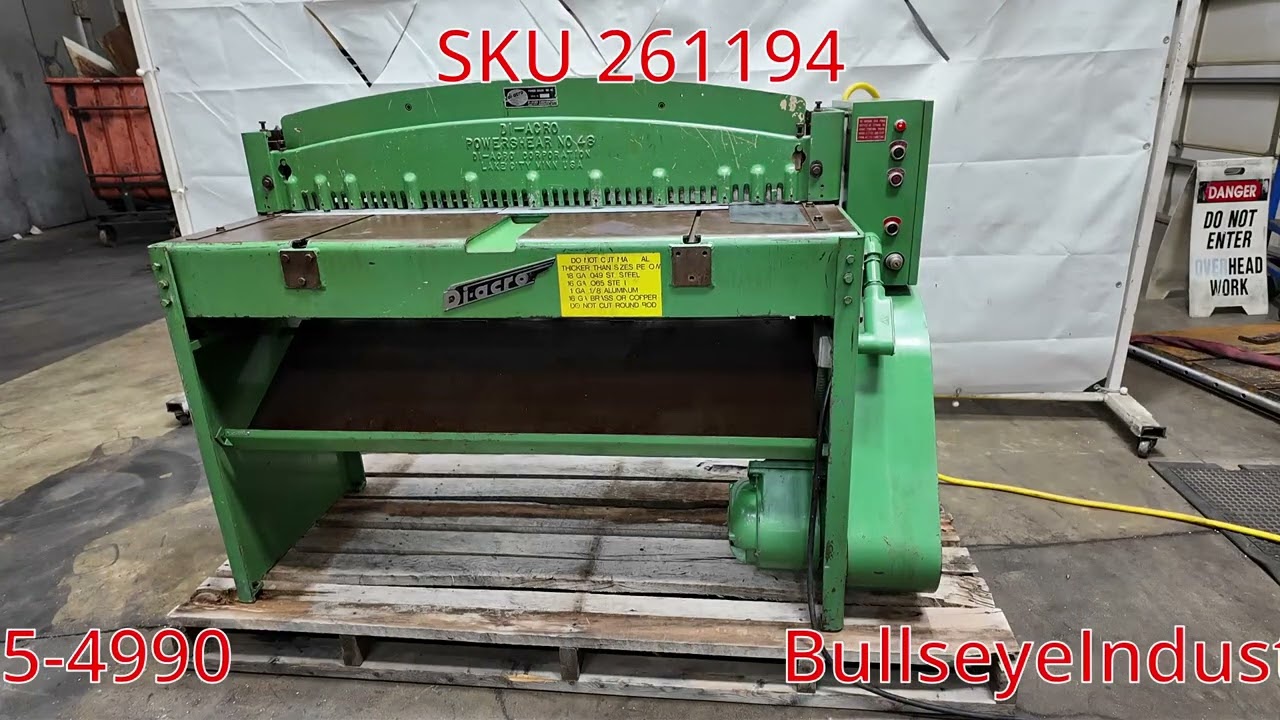 SKU 261194 Di-Acro No. 48 48" 16 GA. Mechanical Power Shear W/ Backgauge 208V 3-Phase
