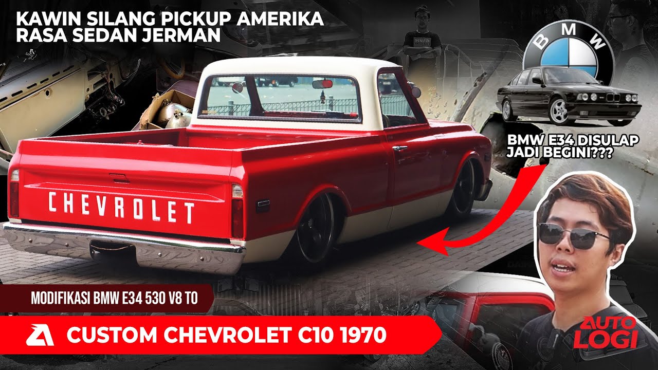 MODIFIKASI Mobil Amerika Rasa Sedan Jerman V8 BMW E34 CHEVROLET C10 1970 Pickup Low Rider