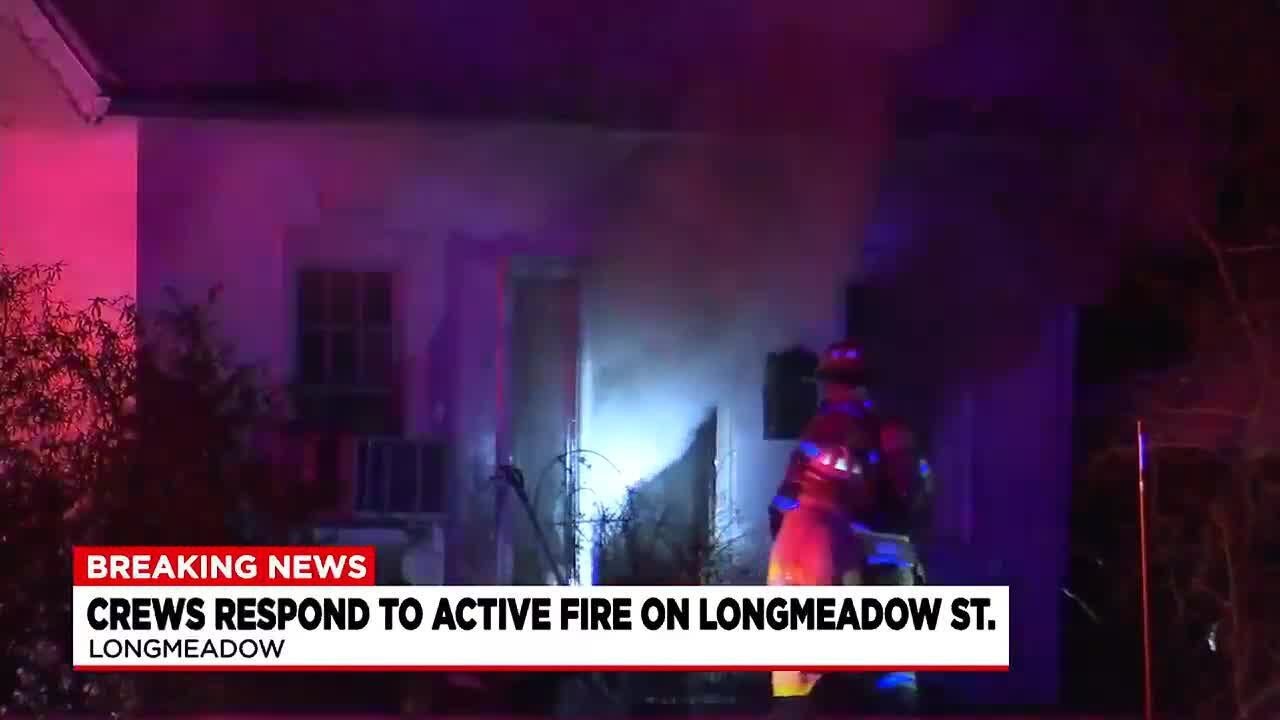 Crews battle house fire in Longmeadow - YouTube