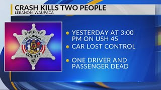 Two dead, one injured in Waupaca Co. crash