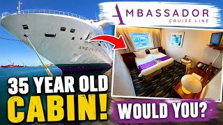 Would you stay in a 35 year old cruise ship cabin? Ocean View Tour & Review on Ambassador Ambience!