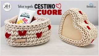 CESTINO CUORE all&#39;UNCINETTO - IDEA REGALO FESTA DELLA MAMMA 💖