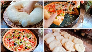 بيتزا المطاعم بكل اسرارها عجينة طرية وجبنة مطاطية بصلصة طماطم خطيييرة| Pizza