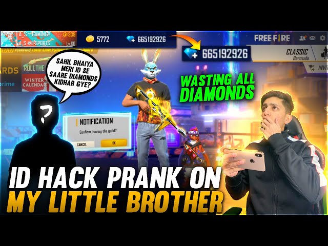 Id Hacked Prank On My Little Brother😂 Wasting His All Diamonds💎
