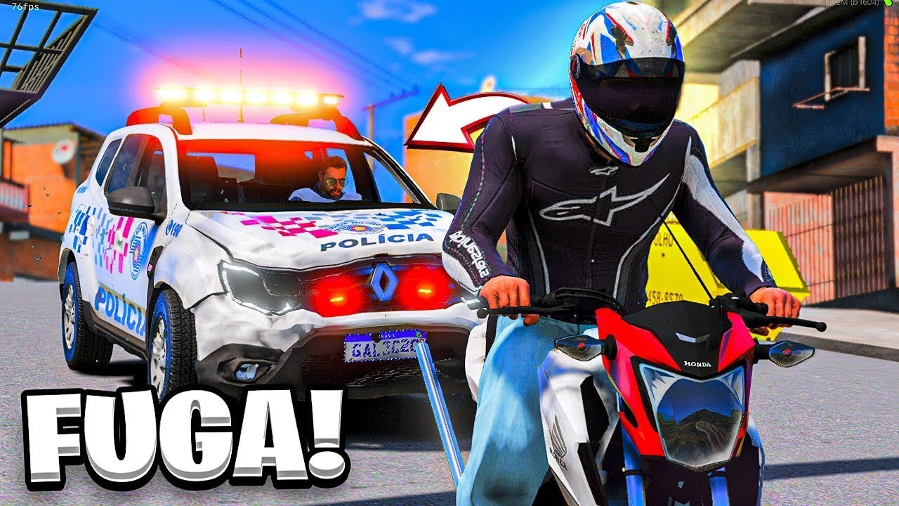 TIVE QUE DA FUGA COM A 125 SO O CANO 🙅 ♂️🚔 GTA VIDA REAL