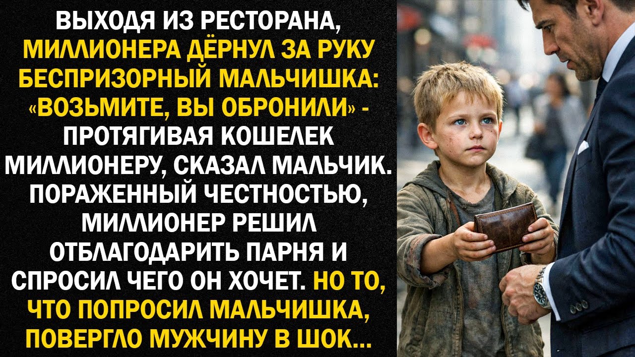 Выходя из ресторана, миллионера дёрнул за руку беспризорный мальчишка: «Возьмите, вы обронили...