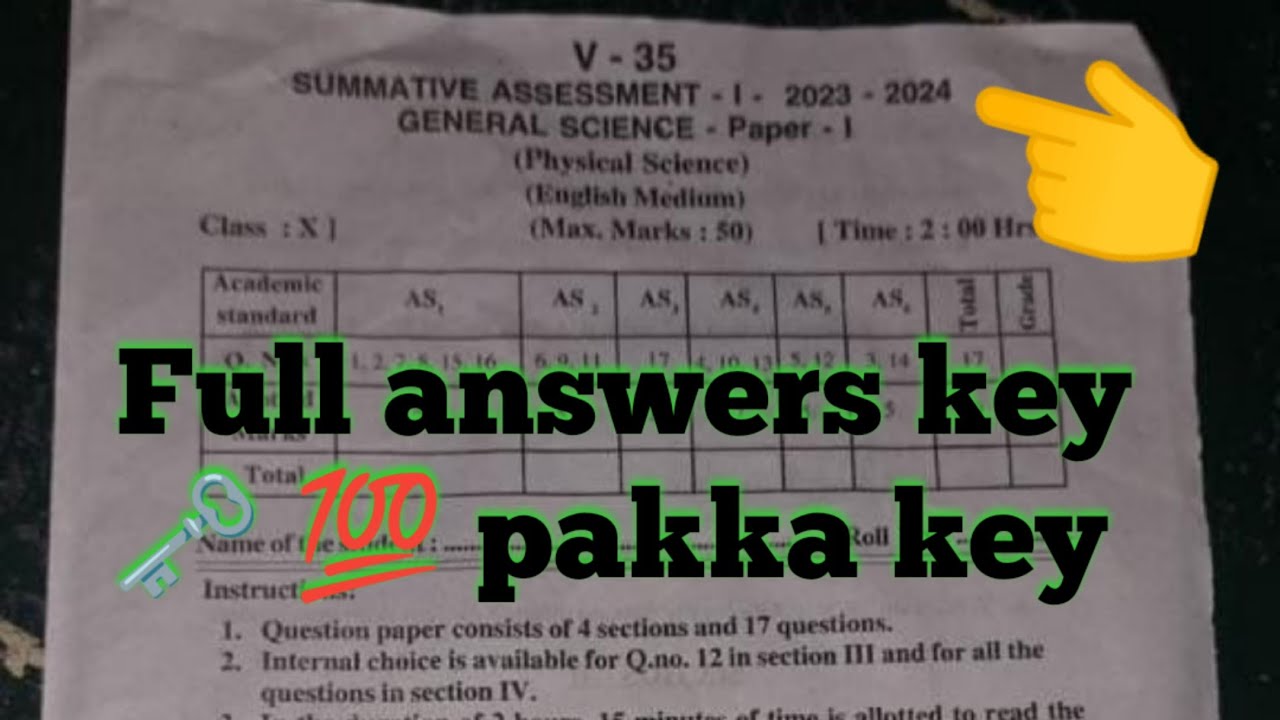 10th class SA-1 (Full Answers key) physical science Real question paper ...