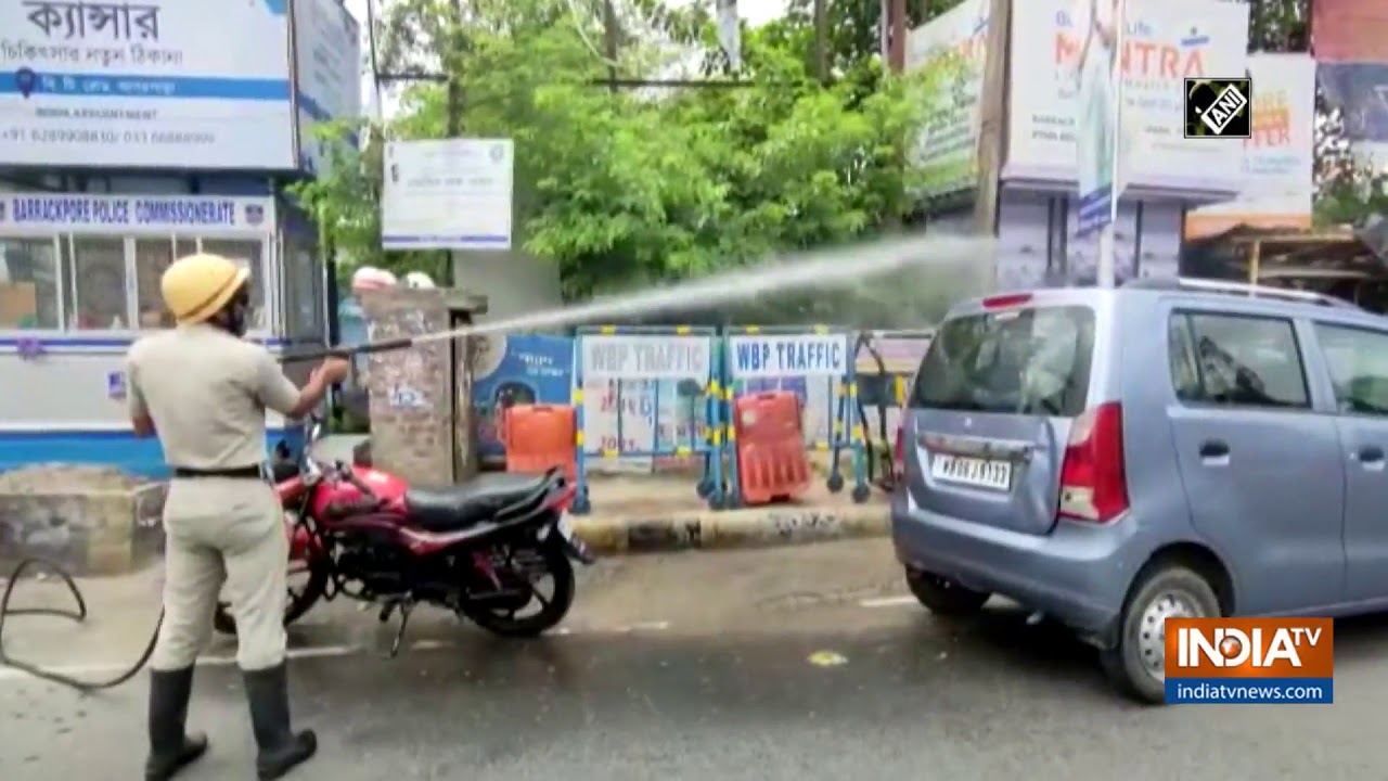 Fire department conducts disinfection drive at Barrackpore Police Commissionerate in WB