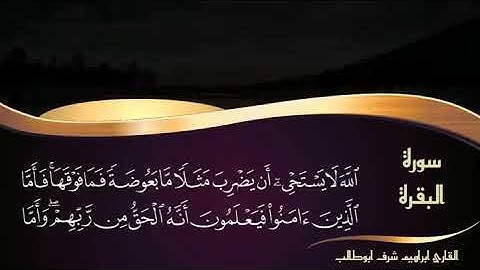 سورة البقرة (من اول السورة الى الآية 37) القارئ ابراهيم شرف ابوطالب