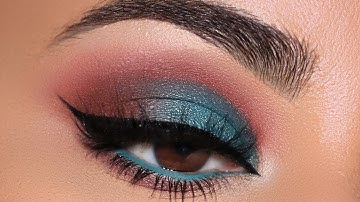 SOFT TURQUOISE CUT CREASE WITH WINGED EYELINER | MAKEUP TUTORIAL