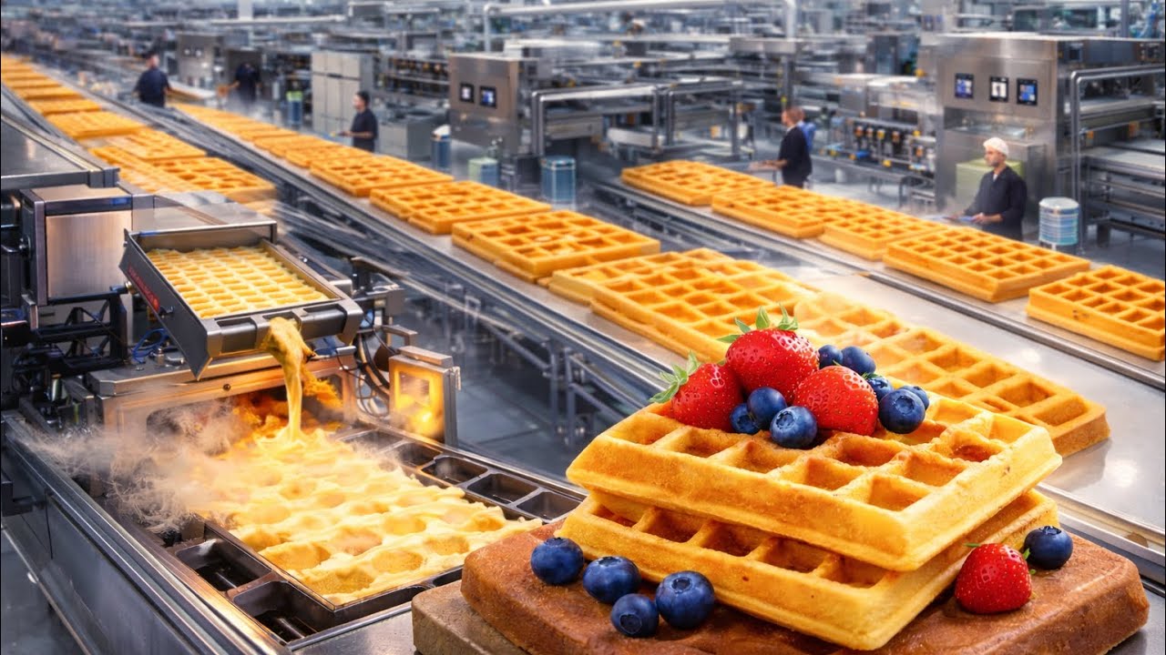 Inside a Giant Waffle Factory – How Millions of Waffles Are Made Every Day