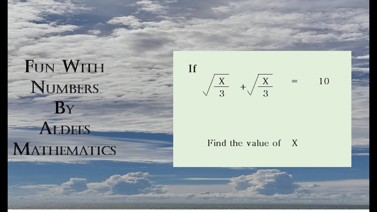 Try if your genius - Fun with numbers by Aldees Mathematics - 19 - YouTube