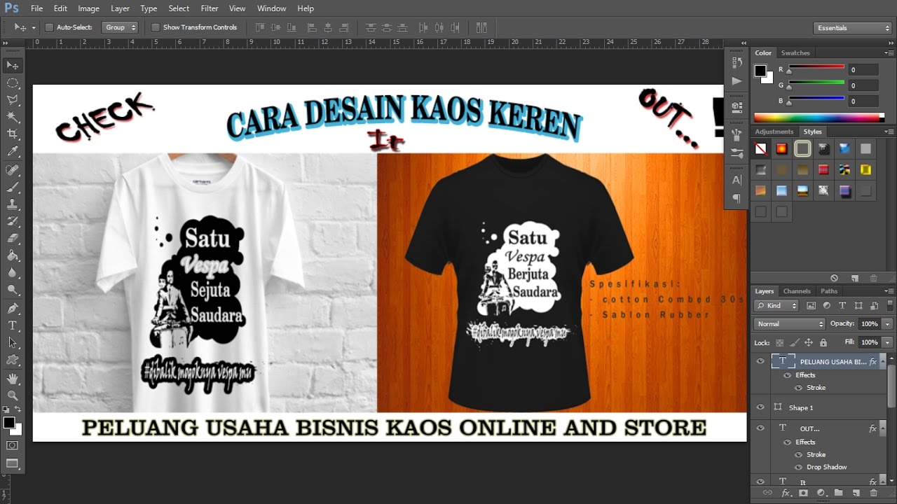 Cara Desain Kaos Tips Jual Kaos Online Belajar Photoshop YouTube