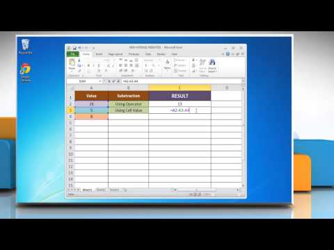 How to Subtract in Excel 2010