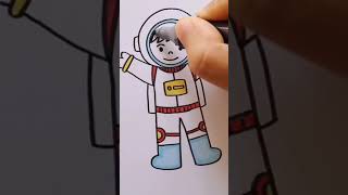 رسم رائد فضاء 👨‍🚀 بطريقة سهلة وبسيطة وجميلة #shorts