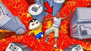 SHINCHAN AND FRANKLIN TRIED THE IMPOSSIBLE LAVA TSUNAMI RESCUE MISSION CHALLENGE GTA 5 screenshot 3