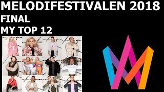 MELODIFESTIVALEN 2018 - FINAL - MY TOP 12