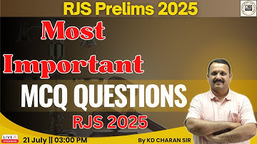 RJS Prelims 2025 || Most Important mcqs || Law#3 || KD CHARAN SIR || KDALC