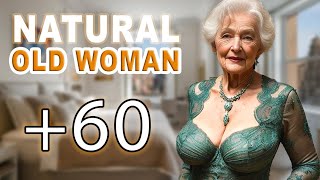 Natural Older Woman Over 60 Attractively Dressed and Beauty at the Art Gallery